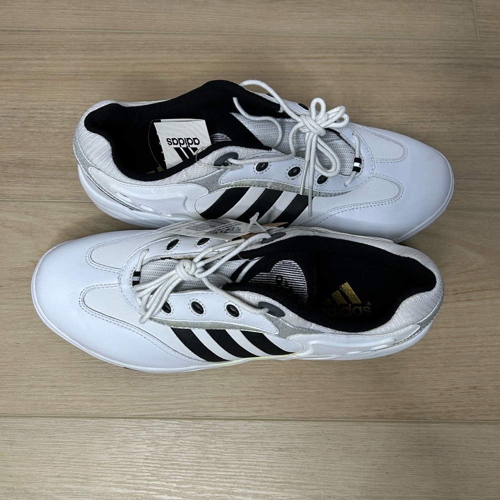 NWT Adidas White and Black Striped Golf Shoes